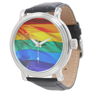 Relógio Bandeira do orgulho gay SlipperyJoe's ondulando ve