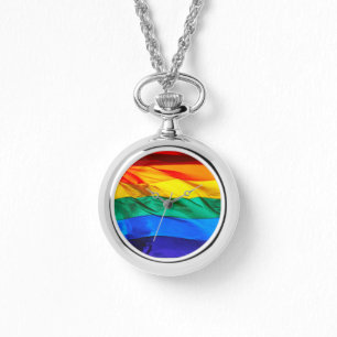 Relógio Bandeira do orgulho gay SlipperyJoe's ondulando ve