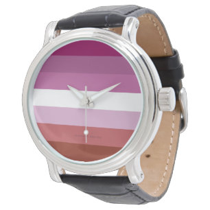 Relógio bandeira do orgulho lésbico feminino da SlipperyJo