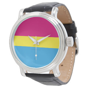Relógio bandeira do orgulho pansexual SlipperyJoe rosa âmb