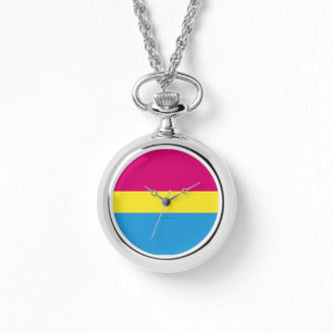Relógio bandeira do orgulho pansexual SlipperyJoe rosa âmb