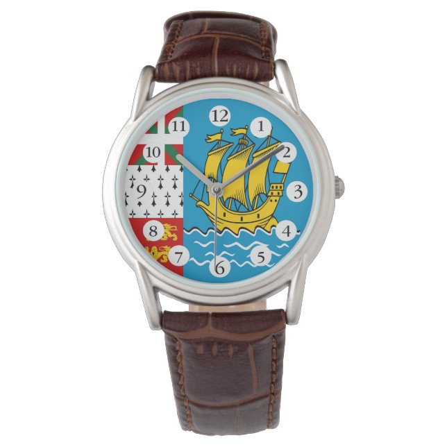 Relógio Bandeira do santo Pierre e Miquelon (Frente)