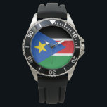 Relógio Bandeira do Sudão do Sul (África)<br><div class="desc">Esta design apresenta a bandeira nacional do Sudão do Sul (oficialmente conhecida como República do Sudão do Sul), que é um país sem litoral na África Central Oriental. O Sudão do Sul faz fronteira com a Etiópia a leste, o Sudão a norte, a República Centro-Africana a oeste, a República Democrática...</div>