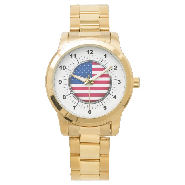 Relógio Bandeira Dourada de tamanho enorme dos EUA (Frente)