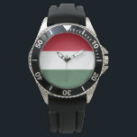 Relógio Bandeira Húngara<br><div class="desc">Esta design é constituída pela bandeira nacional da Hungria (conhecida em húngaro como Magyarország), que é um país da Europa Central. A Hungria faz fronteira com a Eslováquia a norte, a Ucrânia a nordeste, a Romênia a leste e sudeste, a Sérvia a sul, a Croácia e a Eslovênia a sudoeste...</div>