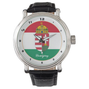 Relógio Bandeira Húngara, Emblem & Hungria moda de tendê