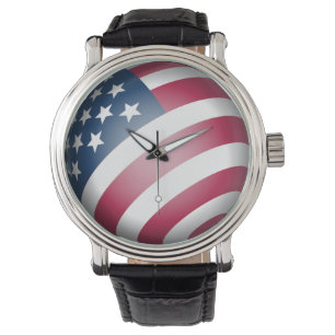 Relógio Bandeira Patriótica Americana Elegante em 3D Globe