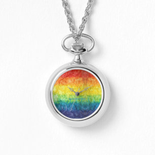 Relógio Bandeira tie-dye da SlipperyJoe's arco-íris pressi