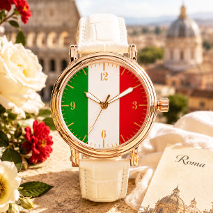 Relógio Bandeiras Italianas Elegantes com Listras Douradas