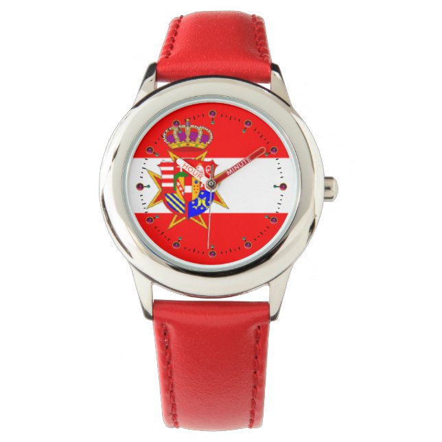 Relógio Banner branco vermelho Grão-Ducado da Toscana (Frente)