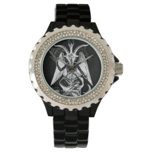 Relógio Baphomet preto/branco (estilo antigo)