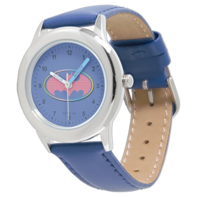 Relógio Batman | Logotipo de Bolinhas rosa (Angular)