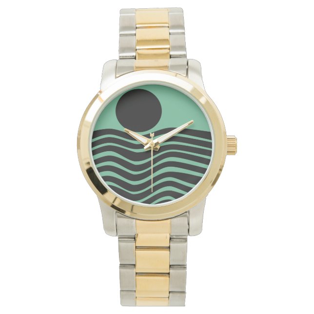 Relógio Bauhaus Seafoam Green Abstrato (Frente)