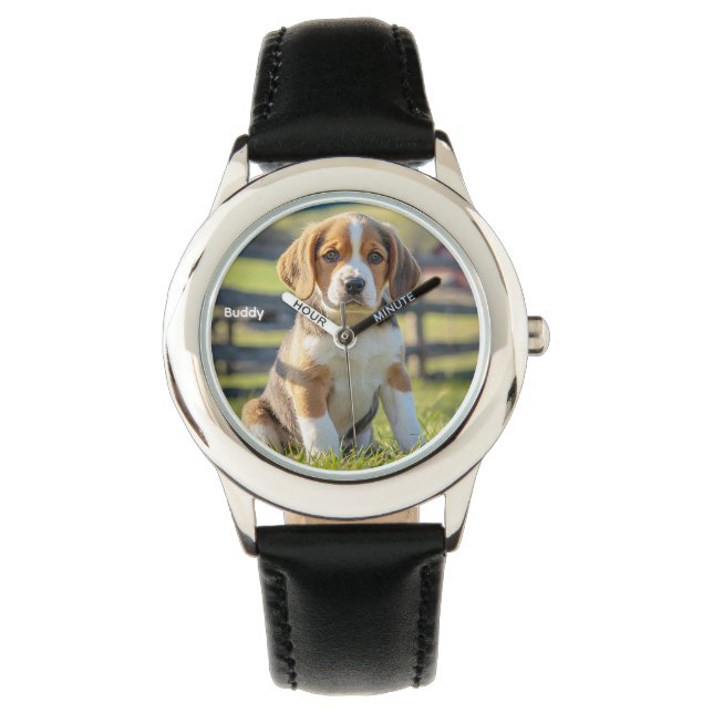 Relógio Beagle de Crianças Bonitas Personalizado (Frente)