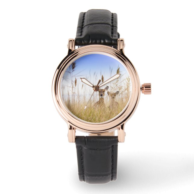 Relógio Bebês Mais Pobres | Dois Jovens Veados Brancos (Frente)