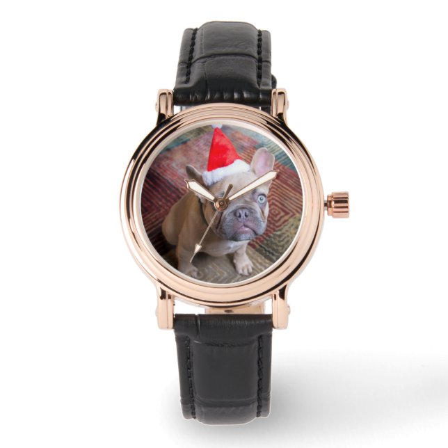 Relógio Bebês Mais Pobres | Natal francês para o Buldogue (Frente)