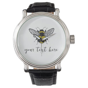 Relógio Bee Illustration - adicione seu próprio texto