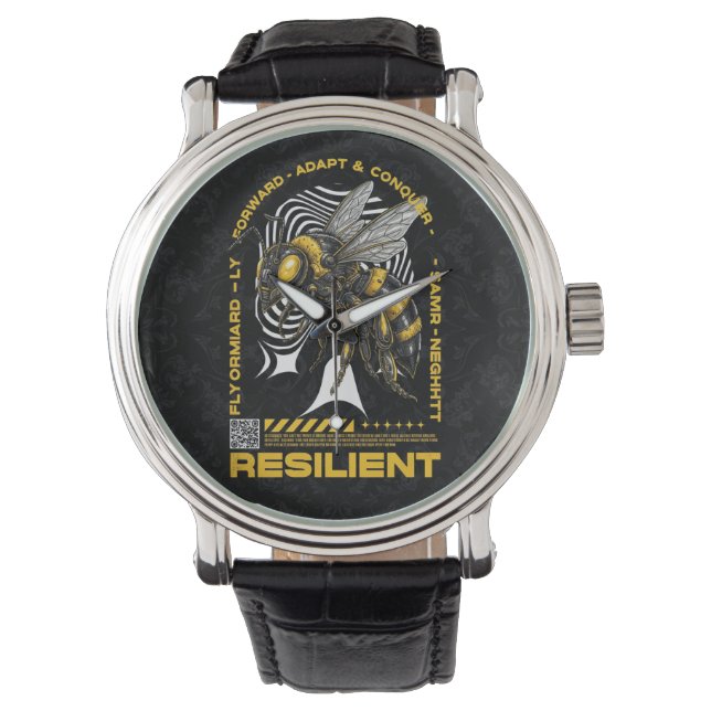 Relógio Bee Resilient – Motivational Bee Positivity Design (Frente)