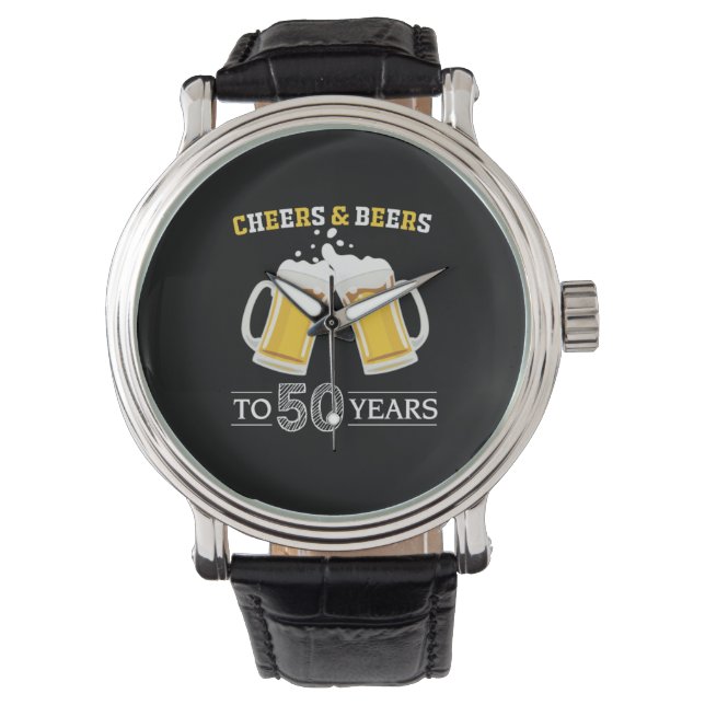 Relógio Beer Drinker Cheers and Beers to 50 Years Birthday (Frente)