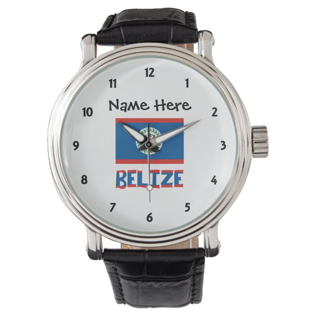 Relógio Belize Bandeira Belizeana Personalizada (Frente)