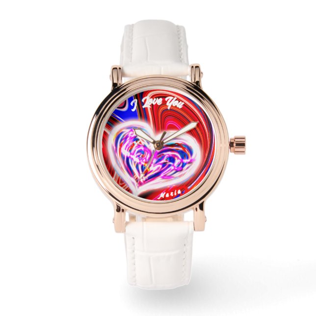 Relógio Belo Abstrato, Elegante, Rosa Dourado Watch (Frente)