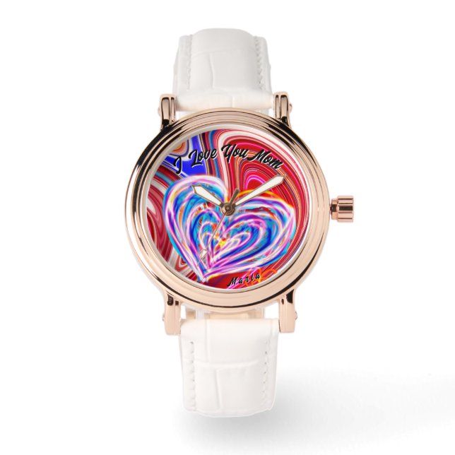Relógio Belo Abstrato, Elegante, Rosa Dourado Watch (Frente)
