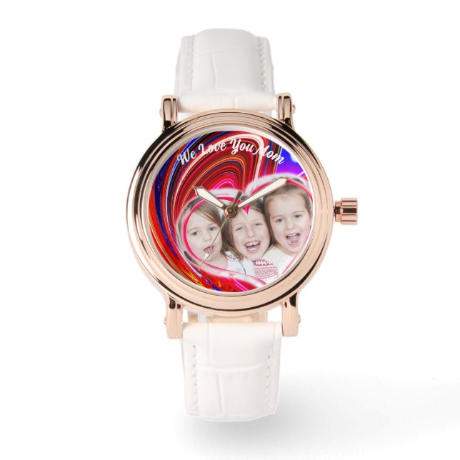Relógio Belo Dourado Rosa Abstrato Elegante (Frente)