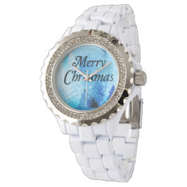 Relógio Belo Natal Branco, Rhinestone Watch