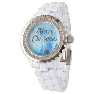 Relógio Belo Natal Branco, Rhinestone Watch