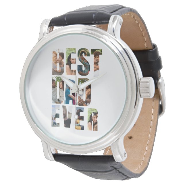 Relógio Best Dad Ever | Photo Collage Placeholder Template (Angular)