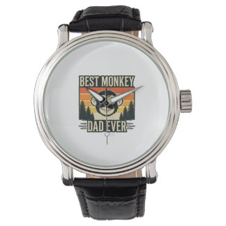 Relógio Best Monkey Dad Ever Vintage Monkey Father Shirt_1