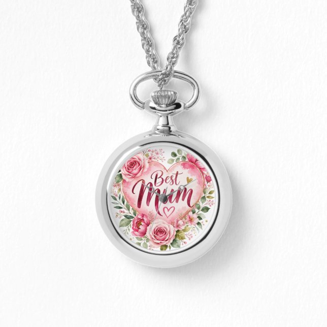 Relógio Best Mum Aquarell Blumenherz Design (Frente)