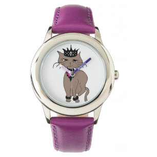 Relógio Bezel Stainless Steel Watch/Crowned Cat