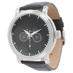 Relógio Bicicleta Laranja Sobre Preto