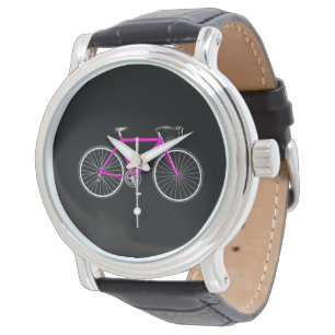 Relógio Bicicleta Rosa Em Preto