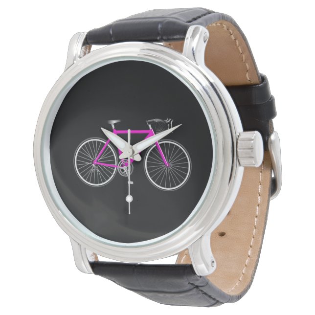 Relógio Bicicleta Rosa Em Preto (Angular)