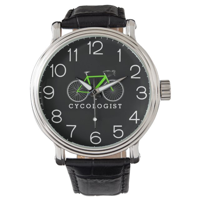 Relógio Bicicleta Verde Cycologista A Preto (Frente)