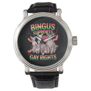 Relógio Bingus Apoia os Direitos Gay Gato Sphynx Orgulho L