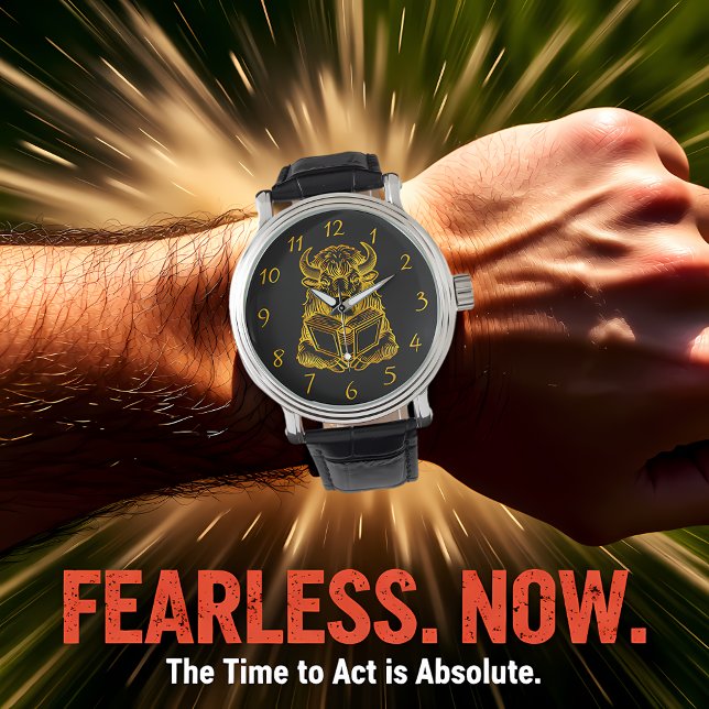 Relógio Bison lendo um livro com expressão curiosa (Criador carregado)