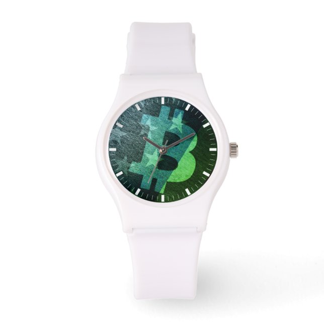Relógio Bitcoin America ₿  (Green) Watch (Frente)