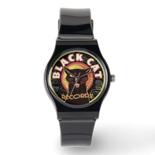 Relógio Black Cat Records Watch - Retro Vinyl Jazz (Unisex