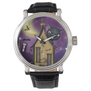 Relógio Black Cat Witch House Spooky Wrist Watch