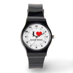 Relógio Black Strap Watch - Custom I Heart (adicionar imag