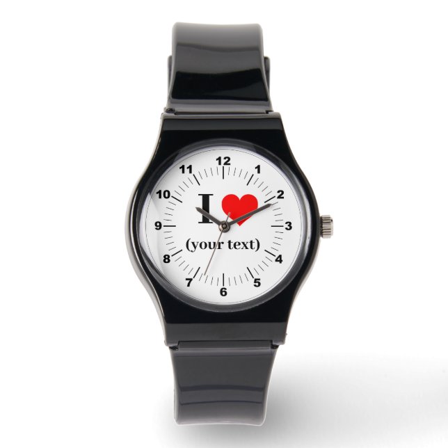 Relógio Black Strap Watch - Custom I Heart (adicionar imag (Frente)