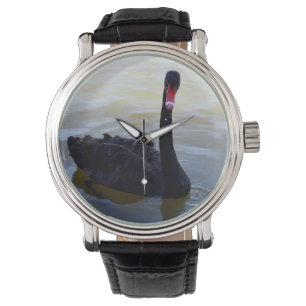Relógio Black_Swan,_Mens_Vintage_Leather_Watch.