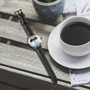 Relógio Black Tribal Dragon Fantasy Blue Sky