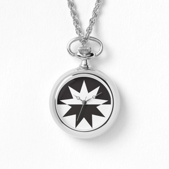 Relógio Black White Deco Star Sunburst (Frente)