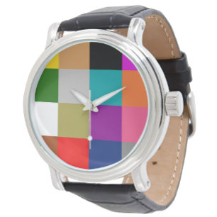 Relógio Blocos de Cores Negritas Multicoloridos Design