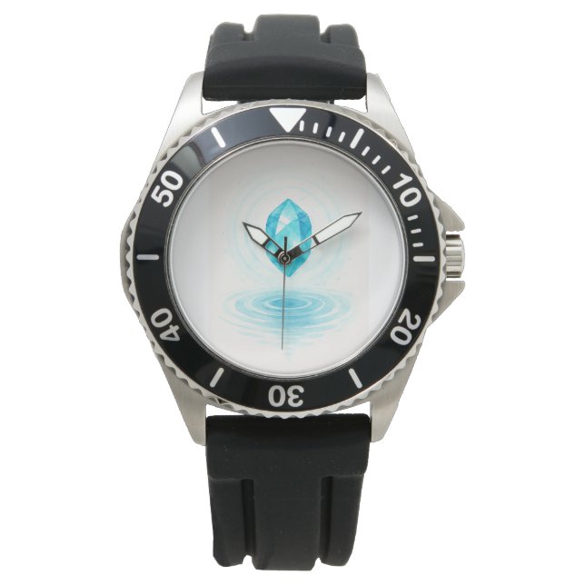 Relógio Blue Crystal & Water Wall Clock – Calm and Elegant (Frente)
