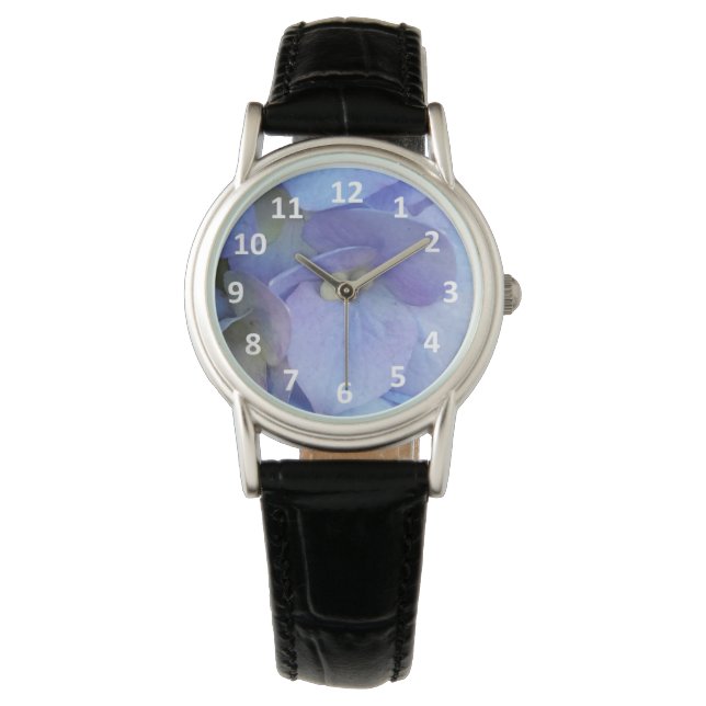 Relógio Blue Hydrangea Blossom Numerações Watch (Frente)